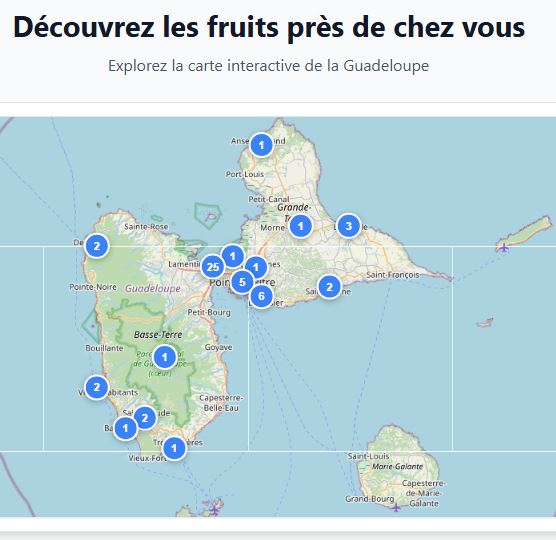 Carte interactive des fruits en Guadeloupe